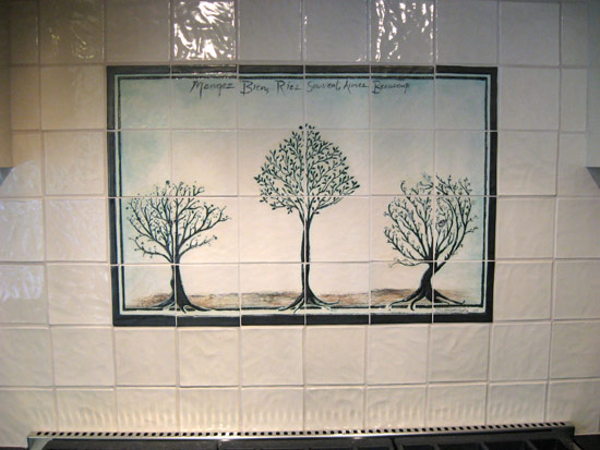 handpressed tile backsplash